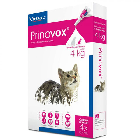 Prinovox Spot on Solution Cat/Ferret <4kg - Pack of 4 (PRESCRIPTION ONLY)