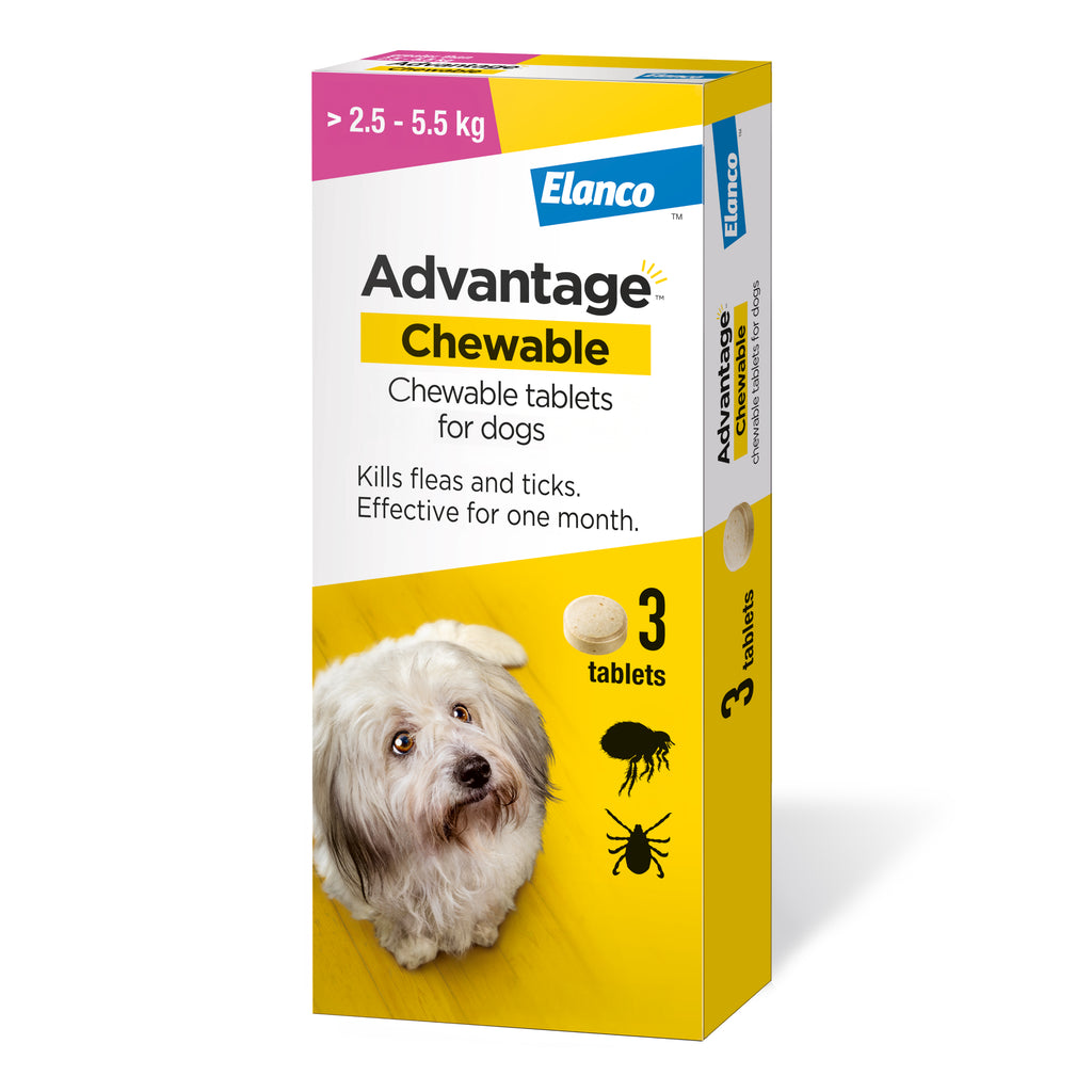 Advantage Chewable Tablet Flea and Tick Protection for Dogs – 3 Pack (All Sizes)