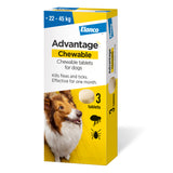 Advantage Chewable Tablet Flea and Tick Protection for Dogs – 3 Pack (All Sizes)