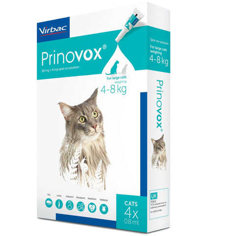 Prinovox Spot on Solution Cat 4-8kg - Pack of 4 (PRESCRIPTION ONLY)
