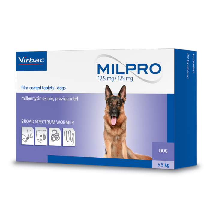 Milpro Worming Tablets for Dogs 12.5mg/125mg (Prescription Required)